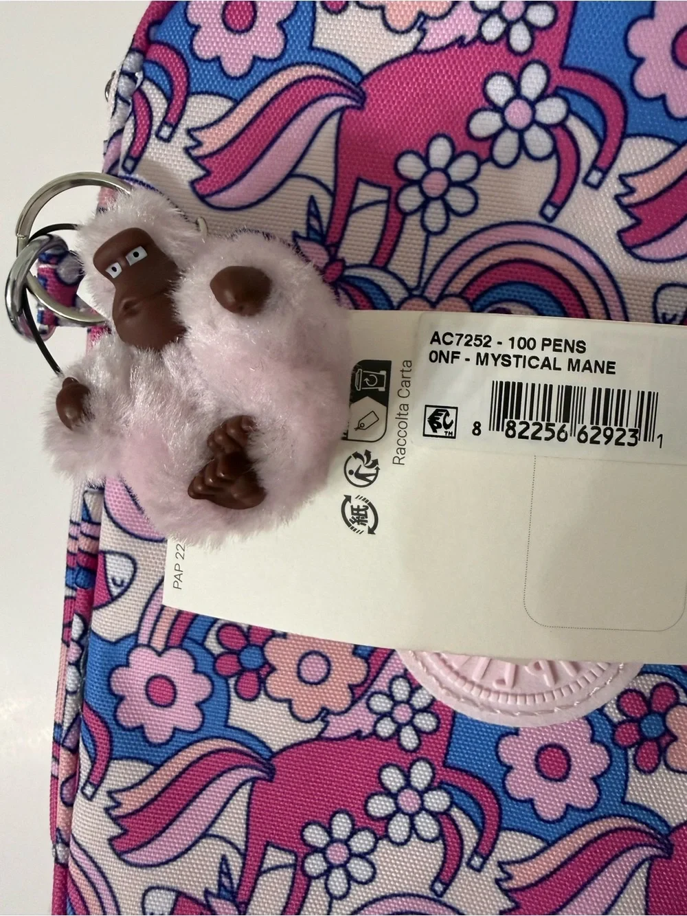 Kipling 100 Pens Case Mystical Mane Unicorn Print Nylon Organizer Bag NWT